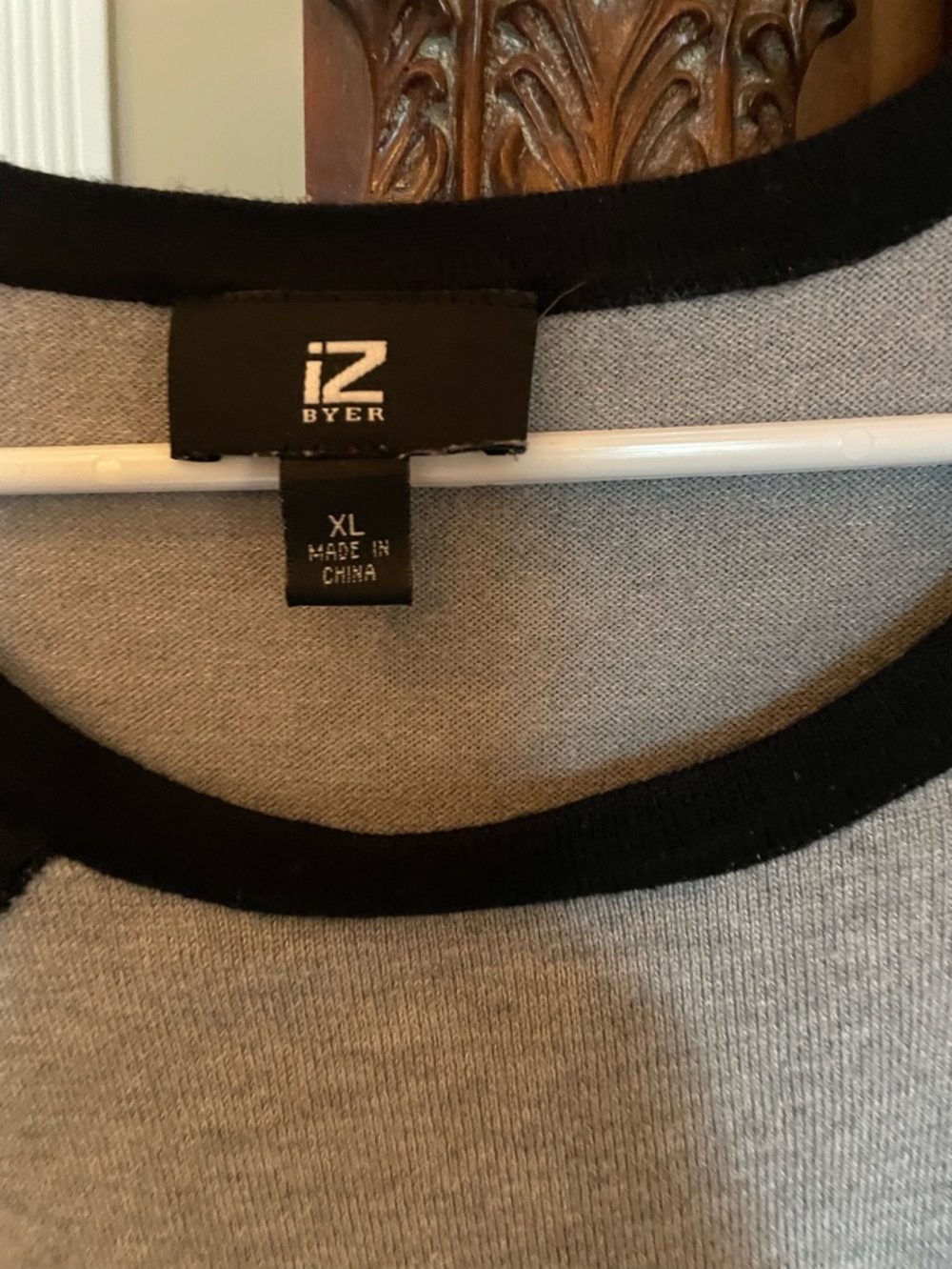 Iz Byer Gray and Black Lace-Accent Long Sleeve Tee - Picture 2 of 6